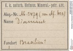 Etiketten zu Diamant (NHMW-MIN-Ab2479)
